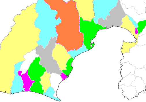 �É��s����A�x�͋�A������A���}�s�A�ĒÎs�A�g�c���A�x�m�s�A���Îs�A�x�m�{�s�A�O���s�A�������A���򒬁A�R�����암���A���c�s�A�|��s�A�q�V���s�A�e��s�A�܈�s�A��O��s�A�֓c�s�A�l���s�A�X���A�썪�{��